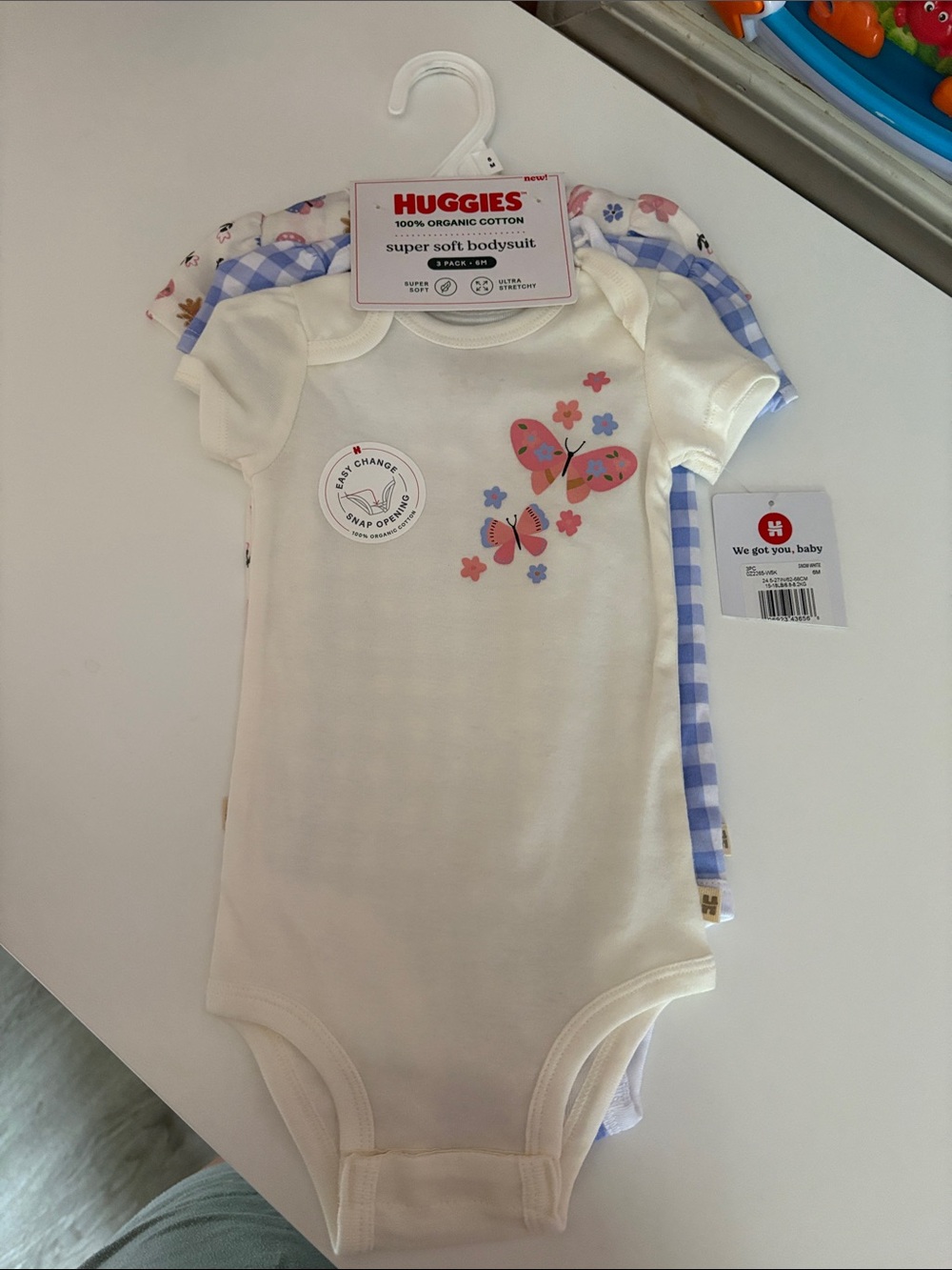 Huggies Cream Butterfly Short-Sleeve Baby Bodysuit